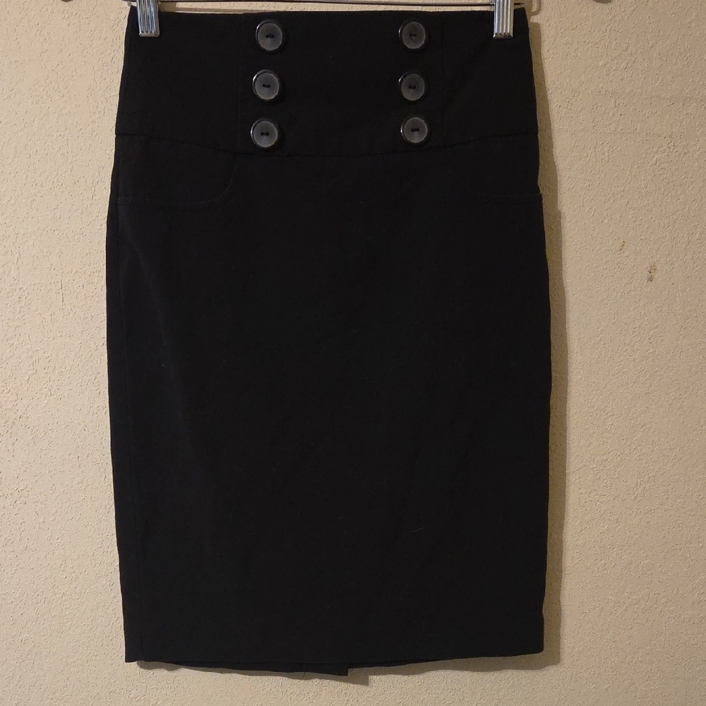 BCX Black Pencil Skirt Knee-Length Work